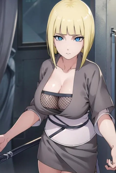 samui, <lora:samui-lora-nochekaiser:1>,
samui, blue eyes, blonde hair, short hair, bangs, blunt bangs,
BREAK cleavage, fishnets, dress, grey dress, skirt, grey skirt,
BREAK cowboy shot, looking at viewer,
BREAK indoors,
BREAK <lyco:GoodHands-beta2:1>, (masterpiece:1.2), best quality, high resolution, unity 8k wallpaper, (illustration:0.8), (beautiful detailed eyes:1.6), extremely detailed face, perfect lighting, extremely detailed CG, (perfect hands, perfect anatomy),