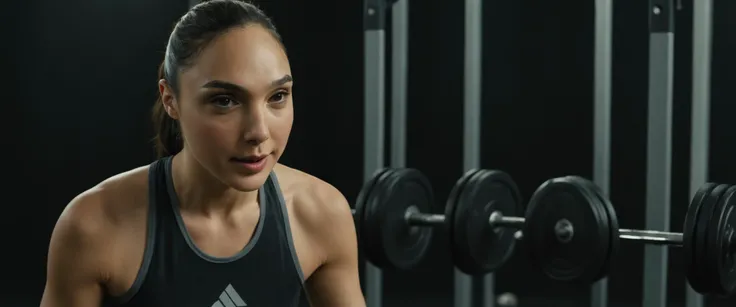 closeup portrait hyper shot of Gal Gadot , cute face, cinemascope 35mm, film grain
(wearing a sport outfit, shorts and tight top:1.2),(Fitness Gym:1.2),(working out with weights and exercise machines:1.2)
<lora:offset_0.2:0.2> <lora:professional:1.5> <lora:fix_hands:1.5> <lora:GalGadotXLDogu:1.2>