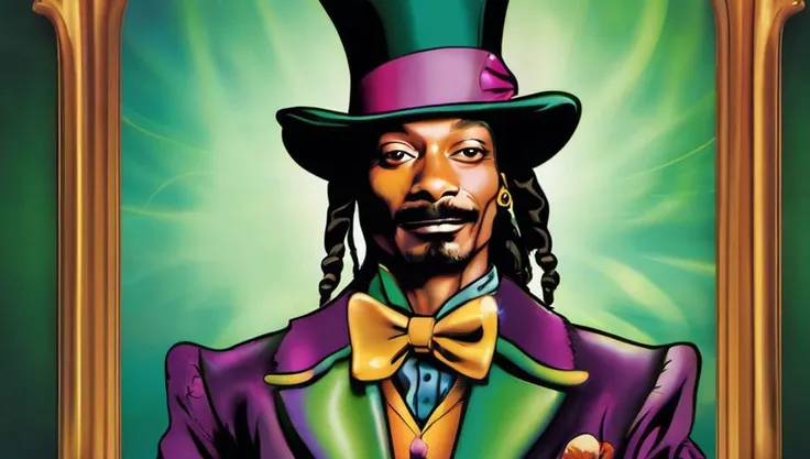 cartoon snoop dogg as the mad hatter, reflections