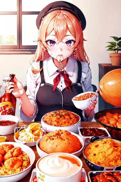 Highly detailed, High Quality, Masterpiece, beautiful, Mukbang, <lora:Mukbang:0.95>, solo, Erina Nakiri, <lora:Char_FoodWars_ErinaNakiri:0.7>