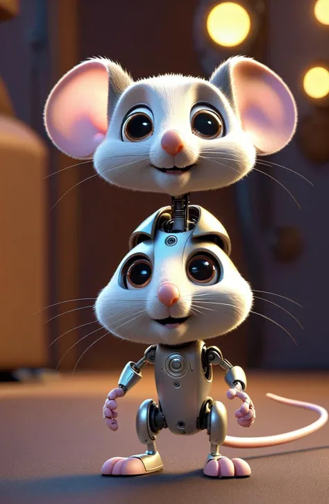 Super cute mouse robot, anthropomorphic Pixar style, standing, charming big eyes, sweet smile, lovely tail, surrealism, film lighting, high quality, octane rendering, high detail, high resolution, photo realism , Rendering av Gaugin
<lora:Overgrown-SDXL:0.2> <lora:Chenorbyl_v1:0.2> <lora:sdxl_photorealistic_slider_v1:0.4> <lora:Face_Robotics_sdxl:0.4>