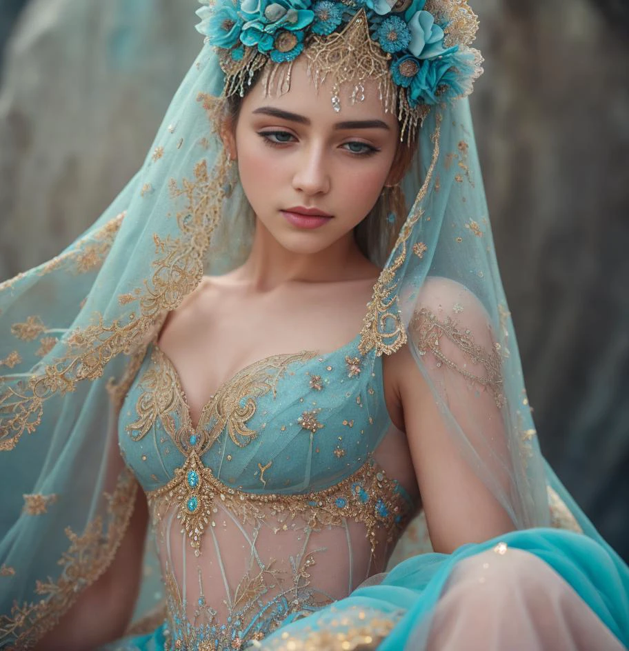 A photograph a woman beauty in dress glass,Intricate Surface Detail, Crystalcore, ethereal dres a close up, hyperdetailed fantasy character, stunning cgsociety, intricate ornate, detailed fantasy digital art, cgsociety 9, fantasy art behance, 4 k detail fantasy, detailed fantasy art, 8k high quality detailed art, cgsociety, Sparklecore, (hdr:1.4), high contrast, (cinematic, teal and orange:0.85), (muted colors, dim colors, soothing tones:1.3), low saturation, (hyperdetailed:1.2), (noir:0.4), (intricate details:1.12), hdr, (intricate details, hyperdetailed:1.15), (skin texture, hyperrealism, soft light, sharp:1.2)Princess woman, Blue, Pastel, glitter, dramatic, dreamy, pastel, Watercolor, Whimsical, Delicate, ornate gold seashell crown, perfect body, full body, dreamy, pastel, Watercolor,epic realistic, photo, sharp focus, documentary film footage, high resolution photography, texture skin pores, real person, detailed skin texture, cinematic movie image, upper body shot, movie grain, cinematography, intricately detailed, crafted, meticulous, magnificent, maximum details <lora:epiNoiseoffset_v2:1>
