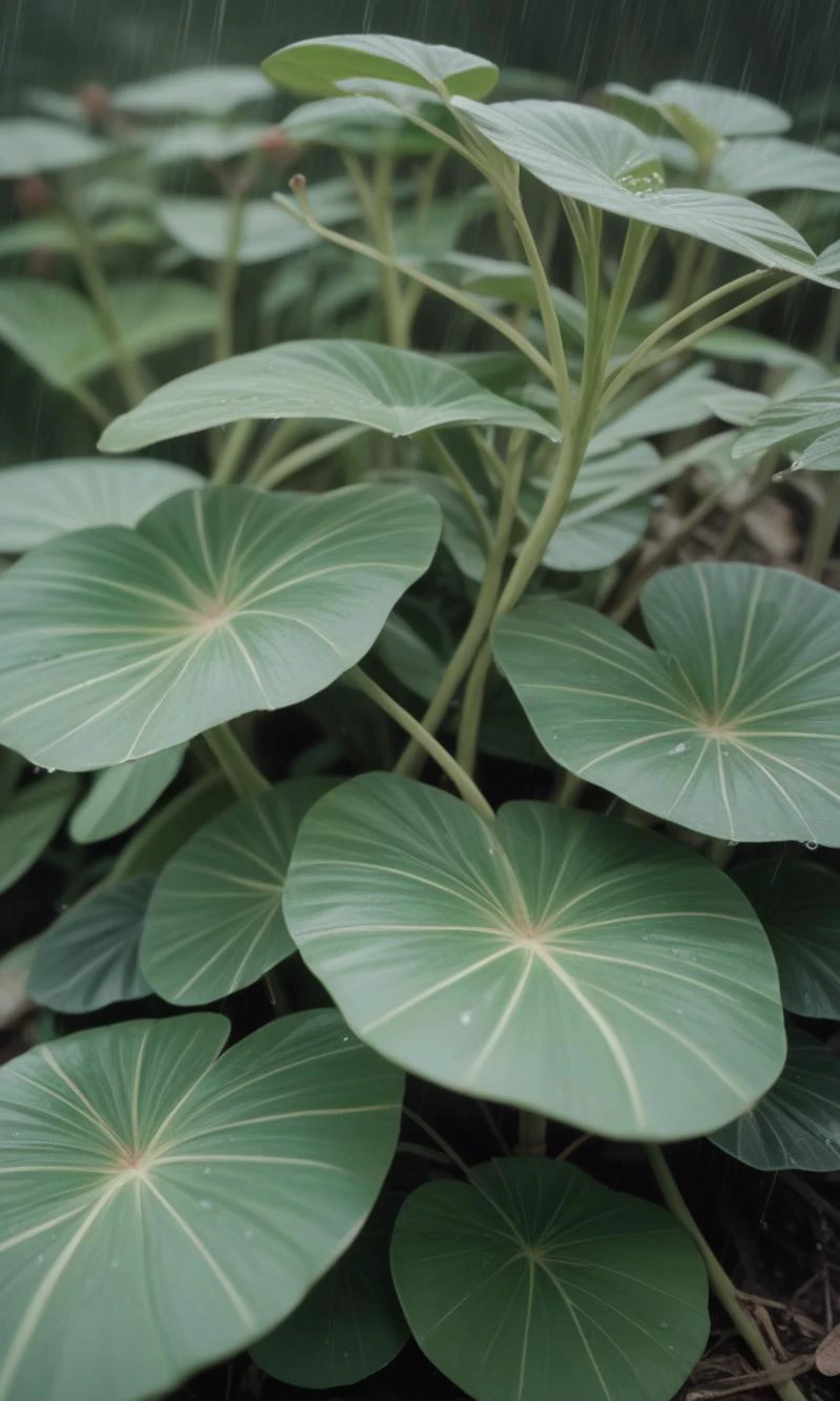 score_9, score_8_up, score_7_up, best quality, masterpiece,realistic, score_9, score_8_up, score_7_up, BREAK, scenery, plants, close-up, raining, nature, highly detailed, detailed skin, depth of field, film grainã