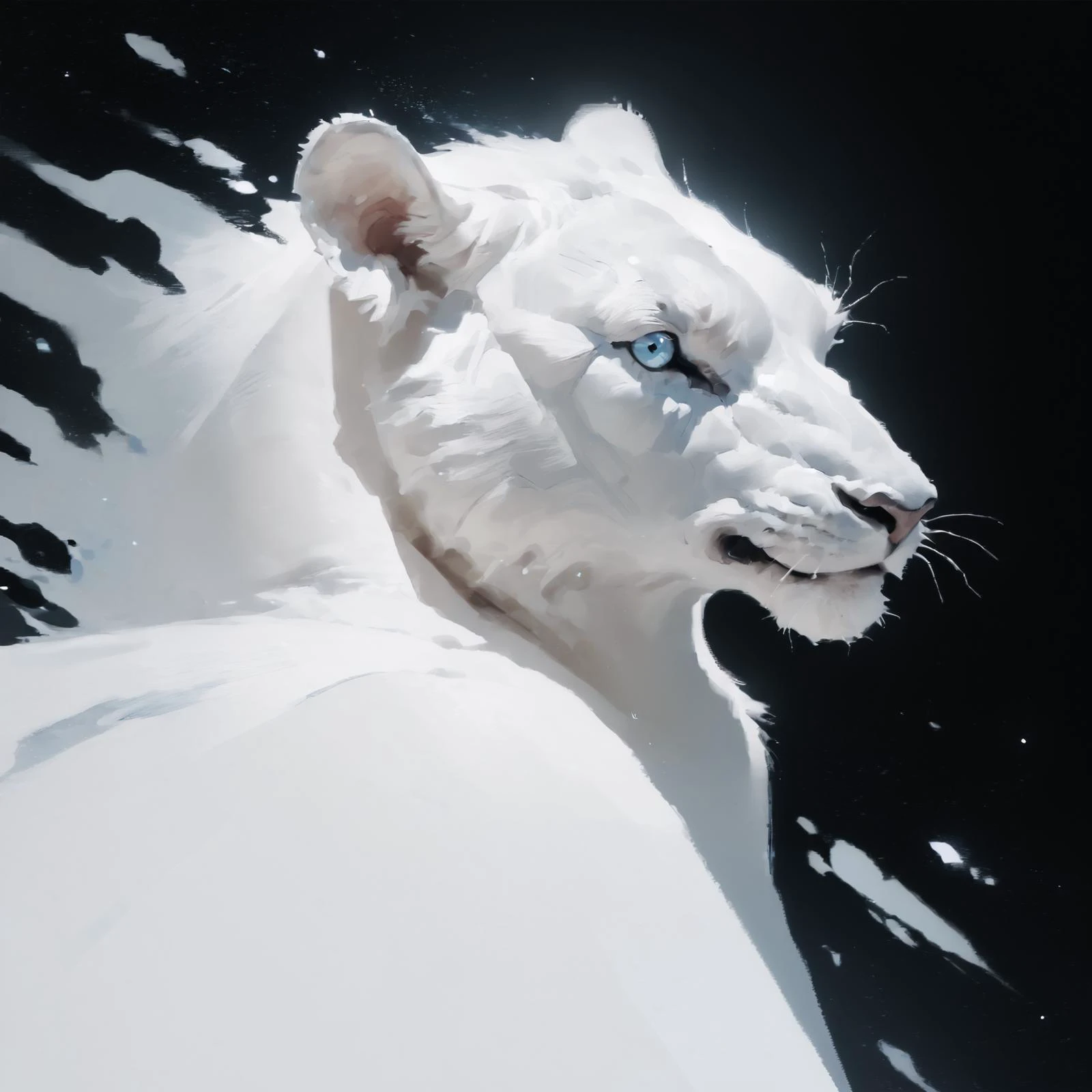 score_9, score_8_up, score_7_up, score_6_up, score_5_up, score_4_up, digioils style, abstract, a white anthro peacock portrait, cool colours, black background, <lora:Digital_mix-000014:1>