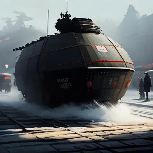 ((detailed)), ((best quality)), ((masterpiece)), ((Astounding)), (Immersive), Meticulous, Tram, Trolley, Public Transport, Pavement art, Chalk art, Loop shadow, Continuous light, Curved light, Wide-angle lens, Variable focal length lens, (art by Jakub_Rozalski)
