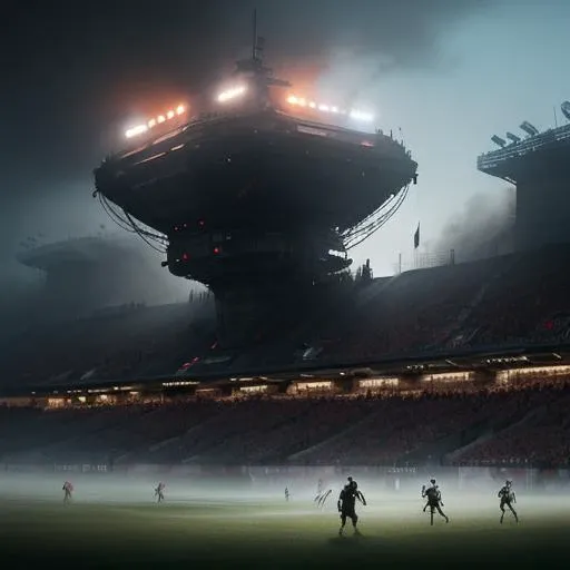 (masterpiece, top quality, best quality, official art, beautiful and aesthetic:1.2), a (sport match) (in a stadium:1.3), intricate, elegant, artstation, concept art, smooth, extreme detailed, highest detailed, art by Jakub_Rozalski