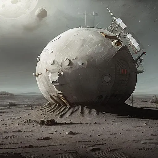 ((best quality)), ((masterpiece)), ((realistic)), (detailed), a colony (on the surface of the Moon:1.5), absurdres, HDR, art by Jakub_Rozalski