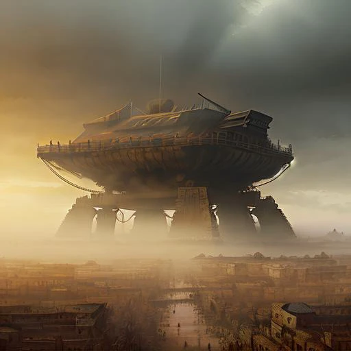 ((best quality)), ((masterpiece)), ((detailed)), ((Captivating)), (Mind-blowing), ((Enchanting)), (ancient egyptian city:1.1), Color accent, Hazy lighting, God rays, Atmospheric illumination, art by Jakub_Rozalski
