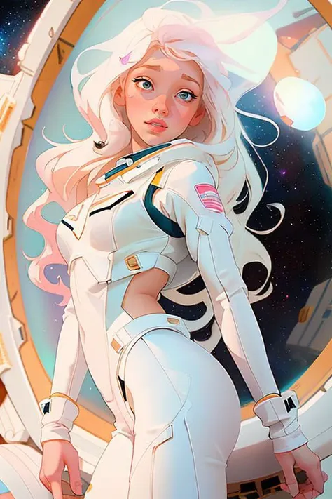 pastel art by DEN_IDG_style, traditional media portrait of DEN_nanceyMK2,
(floating in a space shuttle:1.2) wearing a (space suit:1.2), (anti gravity:1.1), floating, space craft, shuttle, (floating in low gravity:1.2),
masterpiece, intricate, immaculate, detailed, high detail, ultra detailed, 8k,