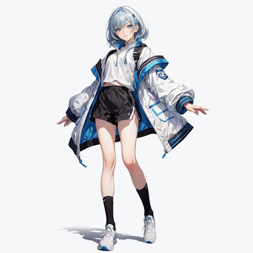 A close up of a person in a short skirt and jacket - SeaArt AI