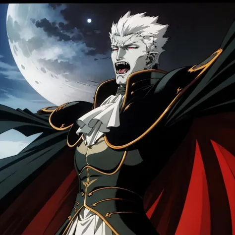 <lora:MeierLink003:0.7>,solo,open mouth,fangs,
MeierLink,vampire,
armor,cape,
jacket,ascot,
night,moonlight,