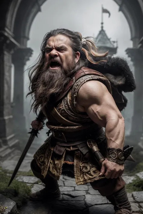 (dynamic pose:1.2),(dynamic camera),(photo RAW),(art retouch),(close-up) angry screaming Dwarf warrior on battle war, (many details, intricate complex fairytale themed background:1.3), (natural colors, correct white balance, color correction, dehaze,clarity),masterpiece, top quality, best quality, official art,highest detailed,depth of field,bokeh,composition,complex multiple subjects, 4k ,(HDR),(action movement, three-dimensional picture, impressive)