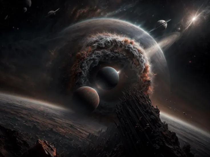 (dark shot:1.4), 80mm, ((best quality:1.7)),((masterpiece)),((realistic:1.7)),big black hole in endless antila 2 galaxy sucking planets epic effects, <lora:add_detail:0.75>, (intricate details:1.12), hdr, (intricate details, hyperdetailed:1.15), soft light, sharp, exposure blend, medium shot, bokeh, (hdr:1.4), high contrast, (cinematic, teal and orange:0.85), (muted colors, dim colors, soothing tones:1.3), low saturation, (hyperdetailed:1.2), (noir:0.4)