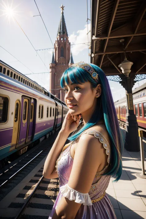 1girl, vibrant Cosplay Photograph, intricate details, side view shot of a Vengeful Greedy Southern ([Dam:Train station:2]:1.3) , it is in a Eastern setting, it has ornate details, Feminine Sagrada Familia in background, Violet foliage and lava pit, Summer, horizon-centered, [ (art by Nina Leen:0.9) , (Andrzej Sykut:1.1) , (Ruth Orkin:1.1) , (Isabelle Waldberg:1.3) :8], Dynamic, Frightening, Decopunk, rim light, still, dslr, F/1.8, Velvia, Mandala, dripping Pearlescent, adobe lightroom, trending on CGSociety