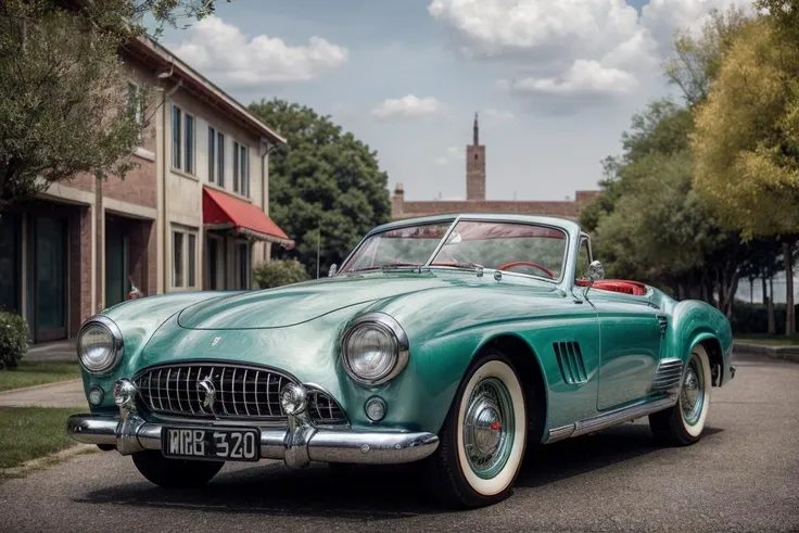 1950s style, retro green car Ferrari,(nature, buildings history modern art, amazing unreal background), (natural colors, correct white balance, color correction, dehaze,clarity), <lora:LowRA:0.15> <lora:add_detail:1.25>, RAW photo, full sharp, detailed face (high detailed skin:1.2), 8k uhd, dslr, soft lighting, high quality, film grain, Fujifilm XT3