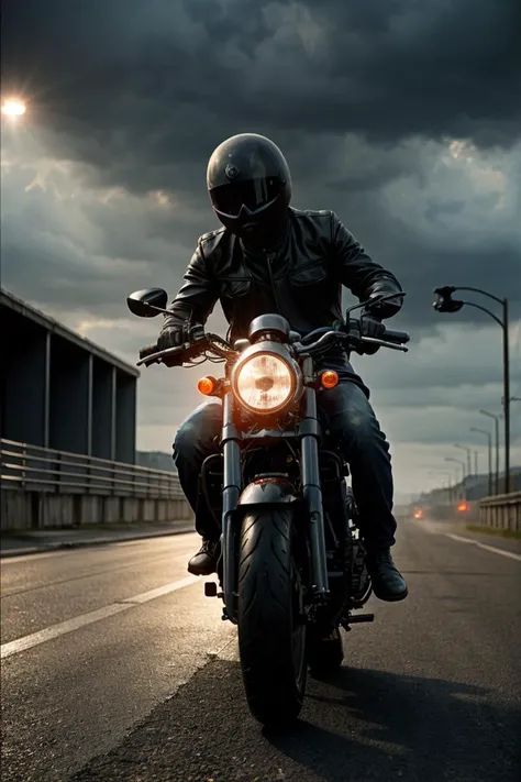 photo RAW,(a man riding a motorcycle, demonic, disturbing, creepy, gloomy, rotten, by wayne barlowe,Realistic, realism, hd, 35mm photograph, 8k), masterpiece, award winning photography, natural light, perfect composition, high detail, hyper realistic