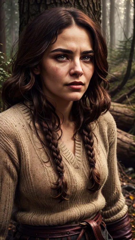 an awarded profesional photography of (1man:1.3) Arab with purple eyes and Natural Brows and male Curly Dreadlocks hair hairstyle and Bandholz beardin Fiery red color, he wear sweater and leather gloves grimace, Improvisational comedy in A forest scene with a mossy log over a trickling stream ,(epic scene:1.3),ultradetialed character with perfect face,detailed skin,(ultrasharp:1.3),(masterpiece:1.1),best quality,(photorealistic:1.2),ultrarealistic,realistic ultradetailed character,4k perfect quality, <lyco:GoodHands-beta2:1> by by Michael Kenna Reflective Lighting camera angle from side and portrait Magnificent,Imperceptible detail,Intricately designed, (perfect quality face:1.5) hyper-detailed complex, insanely detailed, detailed clothes, detailed skin, detailed body,