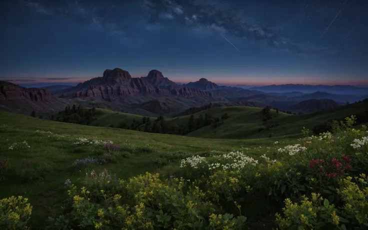 <lora:LowRA:0.5>photo RAW,((midnight, dark, sky, high viewpoint, far away:1.3), star, green field, dwarf forest in the background, 4k highly detailed digital art, 8k hd wallpaper very detailed, impressive fantasy landscape, sci-fi fantasy desktop wallpaper, 4k detailed digital art, sci-fi fantasy wallpaper, epic dreamlike fantasy landscape, 4k hd matte digital painting, stunning artwork,Realistic, realism, hd, 35mm photograph, (natural colors, correct white balance, color correction, dehaze,clarity), realistic, detailed, balanced, by Trey Ratcliff, Klaus Herrmann, Serge Ramelli, Jimmy McIntyre, Elia Locardi, 35mm photograph, 8k), masterpiece, award winning photography, perfect composition, high detail, hyper realistic