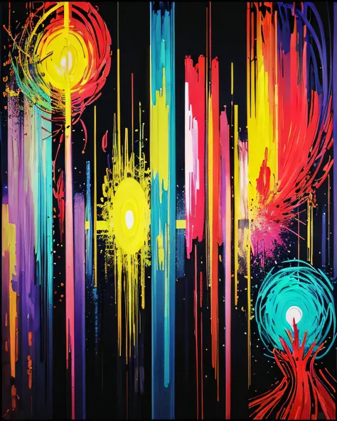 Abstract style . Non-representational,colors and shapes,expression of feelings,imaginative,highly detailed,art,bright colors,neon,