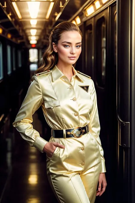 (dynamic pose:1.2),(dynamic camera),photo RAW,(close-up,(a young_woman in streetcar operator  uniform:1.1) on workshop, (vogue, prada, versace:1.2), glamourous, fashion world, magazine shoot, fluff, (dreamy glow, kitsch outfit:1.2), sharp focus,  clear, detailed), masterpiece, award winning photography, natural light, perfect composition, high detail, hyper realistic,lens flare,Timeless Elegance, Classic Tones, Refined Lighting, depth of field,sharp focus