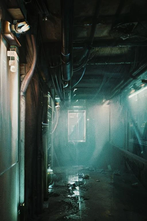 (masterpiece), (high quality), the_observer, minimalistic, concrete and shiny metal, fog, mist, fujifilm, photorealistic, details, texture, film grain, dynamic light, color grading, (disturbing:1.2), <lora:the_observer:1>, outdoor, street, neon lights, reflections, <lora:FilmVelvia3:0.5>, <lora:Better Portrait Lighting:0.5>, <lora:epiCRealismHelper:0.5>