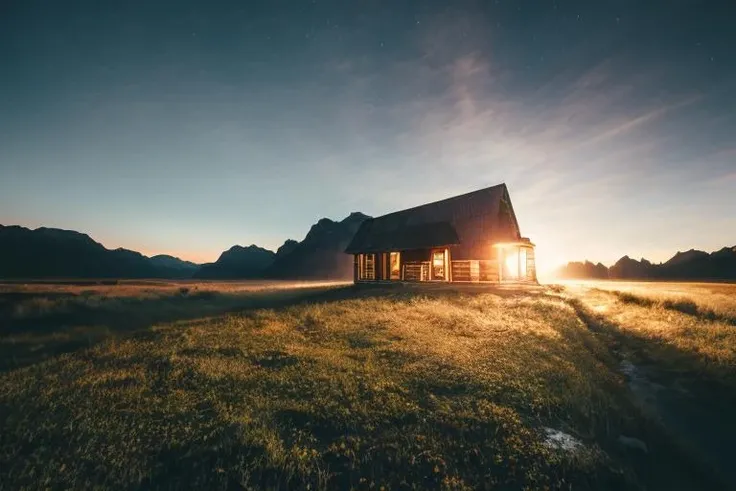 <lora:JZCG001-Realistic natural scenery 1.0:1>,jzcg001, architecture, organic, (modern) (glass) minialistic house, fields, reflecions, masterpiece, best quality, sunrise, masterpiece, color grading,<lora:add_detail:0.3>, film grain, eco, symmertism, ((symmetrical)), stars, galaxy, stargaze, photorealistic, retro, field, depth of field, early morning, sun, fog, mist, dramatic light, mountains, pink light