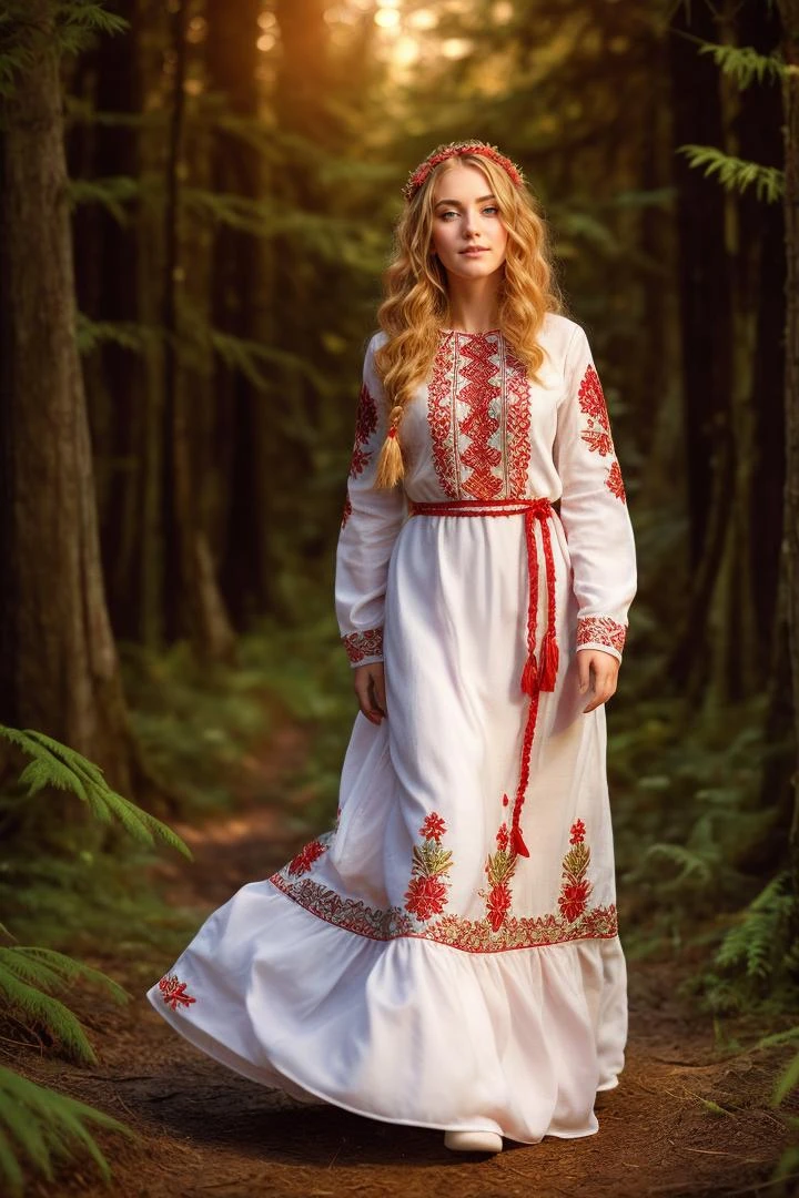 (dynamic pose:1.2),(dynamic camera),photo RAW,(close-up,young_woman in dress,Embroidery,belorussin,long blonde wave hair, standing in forest <lora:Embroidery:0.75>,(bokeh:1.2)), masterpiece, award winning photography, lighting, perfect composition, high detail, hyper realistic,dramatic lighting, epic