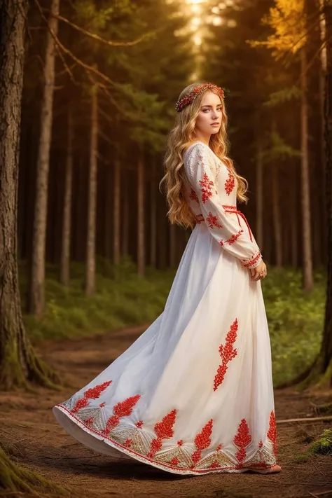 (dynamic pose:1.2),(dynamic camera),photo RAW,(close-up:1.2,young_woman in dress,Embroidery,belorussin,long blonde wave hair, standing in forest <lora:Embroidery:0.75>,(bokeh:1.2)), masterpiece, award winning photography, lighting, perfect composition, high detail, hyper realistic,dramatic lighting, epic