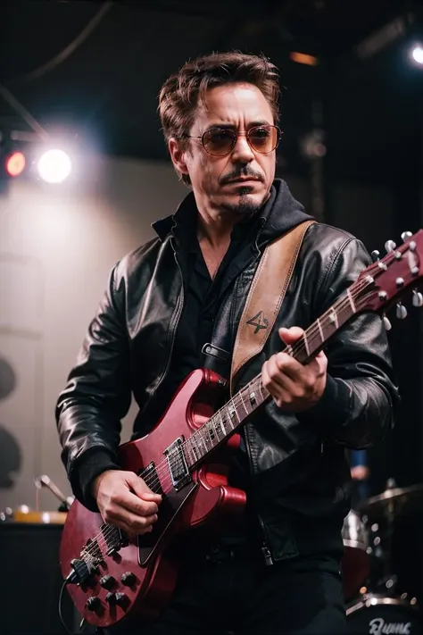 (dynamic pose:1.2),(dynamic camera),A music promo photo, (close-up) angry Robert Downey Jr. holding metal guitare, rough, dark stage in the background, Realistic, realism, hd, 35mm photograph, 8k, <lora:LowRA:0.15>, RAW photo, full sharp, wallpapper 8k uhd, dslr, soft lighting, high quality, film grain, Fujifilm XT3