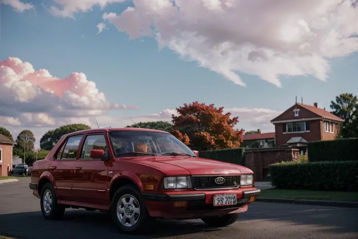 80s, red car Kia,(nature, red brick buildings history modern art, amazing unreal background), clouds on sky,(natural colors, correct white balance, color correction, dehaze,clarity),(bokeh:1.3), <lora:LowRA:0.15>, RAW photo, full sharp, wallpapper 8k uhd, dslr, soft lighting, high quality, film grain, Fujifilm XT3,vivid colours