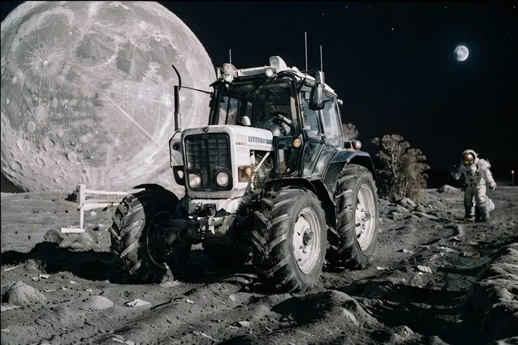 "analog photo,night, futuristic lunar white tractor on moon, finely detailed, purism, ue 5,minimalism, 4k,barren planets <lora:mtz82v2:0.4>, Fujifilm Superia X-Tra 400