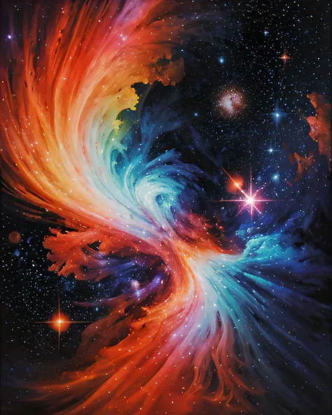 Abstract style . Non-representational,colors and shapes,expression of feelings,imaginative,highly detailed,art,bright colors, stellar nebula