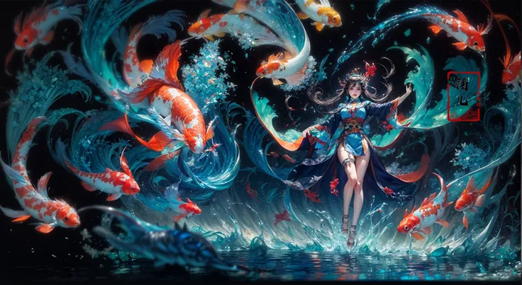 ((masterpiece,)),(( best quality,)),extremely detailed cg 8k wallpaper,bright colors,Dramatic light,character oil painting by Amano Yoshitaka Thick acrylic illustration on pixiv,  illustrationover, cover_page, letterboxed, long_hair, looking_at_viewer, pureerosface_v1((Detailed text))figureCute figure0:(detailed face:1.6):0.20(solo focus:1.7)ultra-detailed(masterpiece:1.4)best qualityultra high resGround glass(english_text),multiple_girls,virtual_youtuber, 1girldetailed background(sparrowSika deer:1.2)(koi:1.5),(Real waterRealistic waterflowing water:1.3), (Milky skin, shiny skin:1.6)
bokehchiaroscuro, wlop,Double exposureline,badge,pattern,ultra realistic 8k cg, picture-perfect face, flawless, clean, masterpiece, professional artwork, famous artwork, cinematic lighting, cinematic bloom, (upper body:1.3),(long legs:1.3),
Beautiful girl, Exquisite and beautiful features, Wearing delicate and intricate Phoenix fantasy soft armor, An amazing fantasy background, Chinese mythology, in the style of realistic and hyper-detailed renderings,mature female, tall body, sideways glance,cold attitude,eyeshadow,eyeliner,(long legs:1.1), (random hair style:1.2),white hair
3d,3d render,high-precision shadows,close-up,(imid shot,macro shot:1.25),(Detailed face description),(Detailed hair description),(Detailed clothes description),
{Extremely Delicate Beautiful},(detailed eye description),((Delicate Faces)),(Beautiful and detailed facial depiction),Realistic skin, realistic light and shadow,