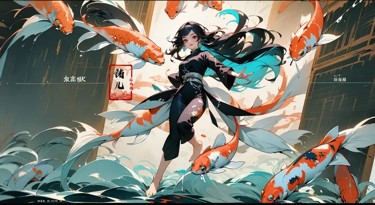 (solo focus:1.5)ultra-detailed(masterpiece:1.4)best qualityultra high resGround glass(english_text),multiple_girls,virtual_youtuber,
(1girlsolo:1.5)kuri style,(long legs:1.1),(imid shot,macro shot:1.25),(Detailed face description), Chinese Antique Costume,chinese Martial Arts,large_breasts,Absurdly long hair,black hair
(((Splash ink))), (((Ink style))), ((game_cg)), (((best quality))), (((ultra detailed))), (((masterpiece))), illustrationover, cover_page, letterboxed, long_hair, looking_at_viewer, pureerosface_v1((Detailed text))figure
aqua Theme Chinese ThemeInk style,Combat postureA shot with tensiondetailed backgroundDouble exposure,
Buddha statueChinese architecture,
line,badge,pattern,ultra realistic 8k cg, Splattered black ink,flawless, clean,Extreme flowing hair, masterpiece, professional artwork, famous artwork, cinematic lighting, cinematic bloom, (full body:1.7), ((nagative space:0.8),(drawing board:1.3),
(ether colorful ink flowing koi:1.3),gracefully twirls amidst a captivating whirlwind of vibrant silk ribbons, employing dynamic lighting to enhance the sense of motion and the striking colors,
{Extremely Delicate Beautiful},(detailed eye description),((Delicate Faces)),(Beautiful and detailed facial depiction),cold attitude,eyeshadow,eyeliner,
<lora:~Q?-& koi:0.8>