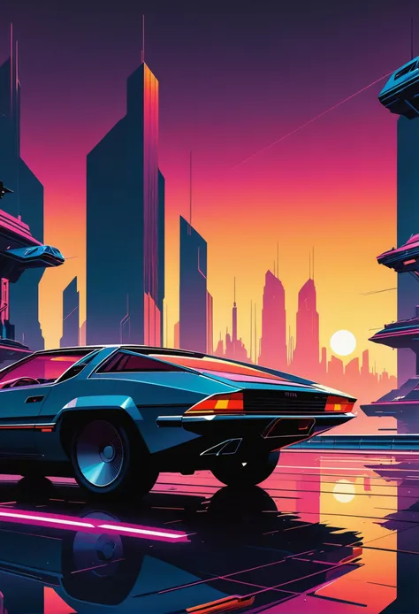 (minimalist 1980s cyberpunk poster), vibrant colors, stunning background. warm and bright sunlight, a mesmerizing blend of light and shadow. masterpiece, absurdres, intricate details <lora:envyStarlight80sScifi_v10:0.8>