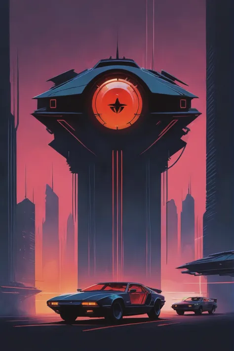 minimalist 1980s cyberpunk poster, __envy_scifi_vehicles/prompt_location__<lora:EnvyStarlight80sScifiPoster01:1>