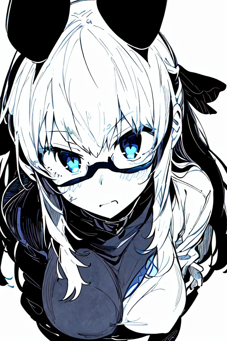 <lora:add_brightness:0.5><lora:add_detail:0.7> <lora:DB_manga_v2m:1.6>
woman, (large breast, embarrassed , (blush:1.1),forehead, big messy black hair, glasses),
looking at viewer, pov,
title parody,
