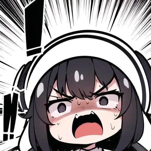 1girl,chibi,angry, glaring,explosion, speed lines, shaded face, sweat, close-up,  <lora:shadedface_2r16d16e:0.7>,speak !!!