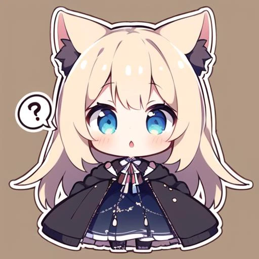 1girl,cat ears,(chibi:1.2),spoken question mark,