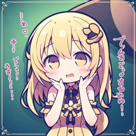 1girl, chibi,shy, spoken blush, double facepalm,