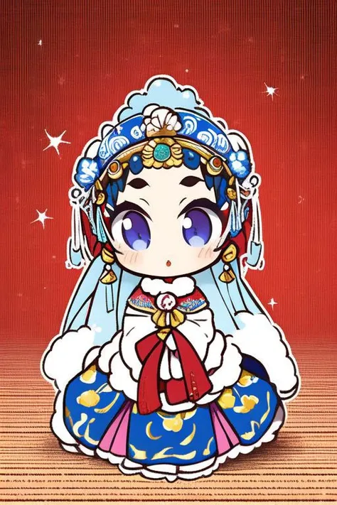 masterpiece, best quality, masterpiece, best quality, 1girl, jingju, Beijing opera,chibi <lora:jingju_v5:0.7>   <lora:Ro+yuzusoftChibiArtStyleLora_v10:0.6>