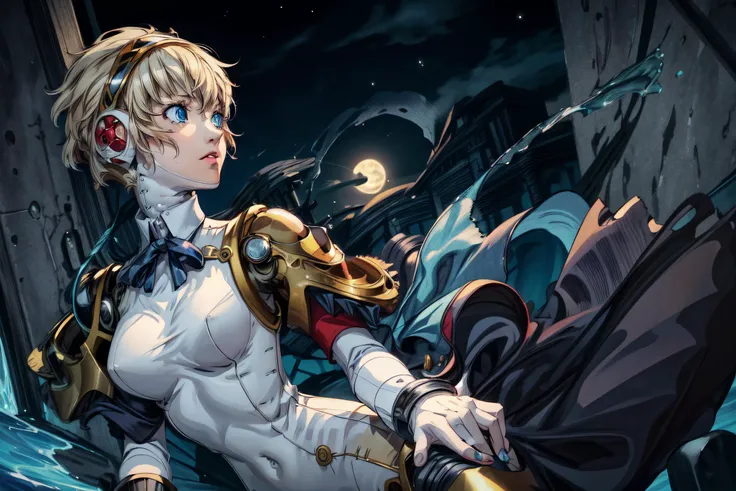 ((best quality)), ((highly detailed)), masterpiece, absurdres, extremely detailed face, beautiful face, (detailed eyes, deep blue eyes), (perfect lighting),
BREAK
(1 girl), (Persona3Aigis), (robot), (blue eyes), (blond hair), (solo)
BREAK
(from the side), (full body), (vibrant colors), (lake), (moonlight) <lora:more_details:0.5> <lora:epi_noiseoffset2:1.0> <lora:Persona3Aigis:0.8> <lora:add_detail:0.8>