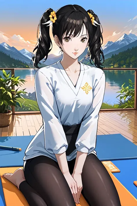 score_9, score_8_up, score_7_up,
<lora:TKXiaoyu:1.0>
TKXiaoyu, 1girl, twin tails, black hair, brown eyes, looking at viewer, sitting cross-legged on a yoga mat, meditating, sunrise over a mountain lake in the background, mist rising from the water, serene and focused atmosphere