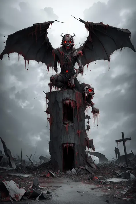 Demonic, petrifying, eerie, desolate, decayed, apocalyptic terror,