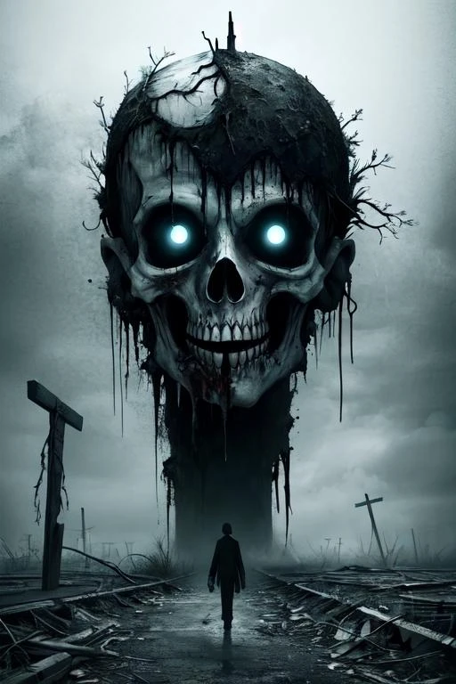 Sinister, haunting, chilling, desolate, rotting, post-apocalyptic horror,
