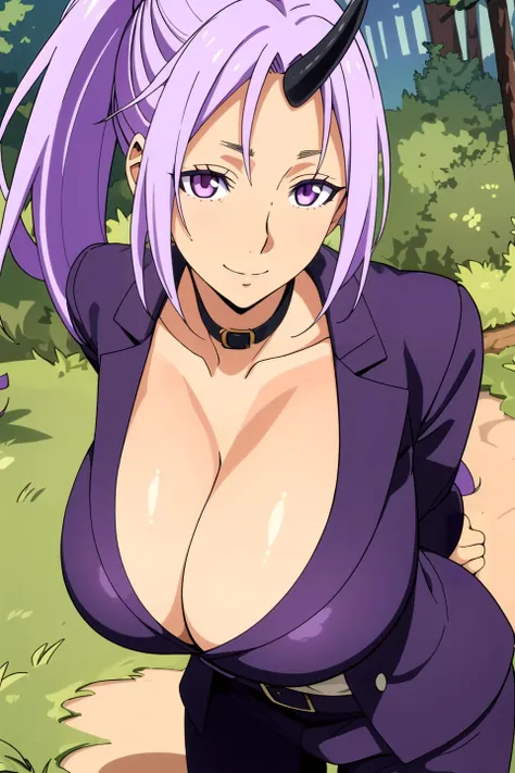 Dark Purple hair,seductive face