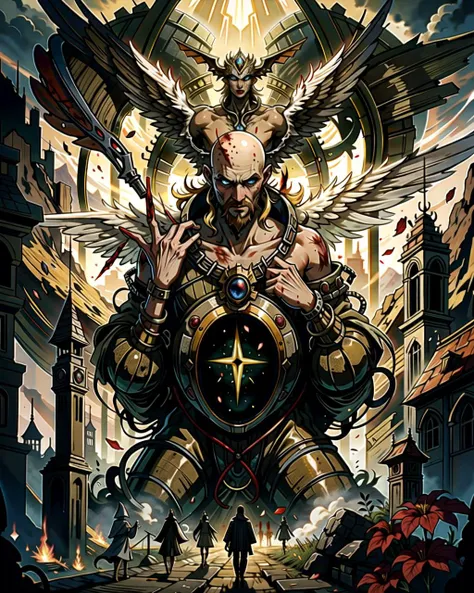 ((masterpiece), best quality, high quality, professional quality, highly detailed, highres, perfect lighting, natural lighting), bloodcurdling, Intrepid investigator of the occult, Olive Skin, Brunette with long layers and side-swept bangs, burgundy satin lipstick, A forgotten attic filled with dusty furniture and cobwebs, pegasus, griffin,Summoner, Innovator, Short, Lean, Square Face, Olive Skin, Platinum Blonde Hair, Blue Eyes, Long Nose, Thin Lips, Sharp Chin, Circle Beard, Bald, Bald, An enchanted meadow, with colorful flowers and magical creatures roaming free,visionary, advanced research laboratory, A planet with a thick, toxic atmosphere, forcing its inhabitants to live in domed cities or underground bunkers., Cyberpunk City, sphinx, basilisk