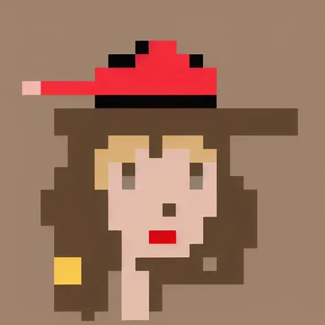 a cropped painting of Female Tassle Hat Hot Lipstick, art by punks_sd