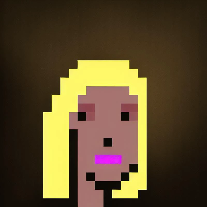 a small painting of Female Straight Hair Purple Lipstick, art by punks_sd