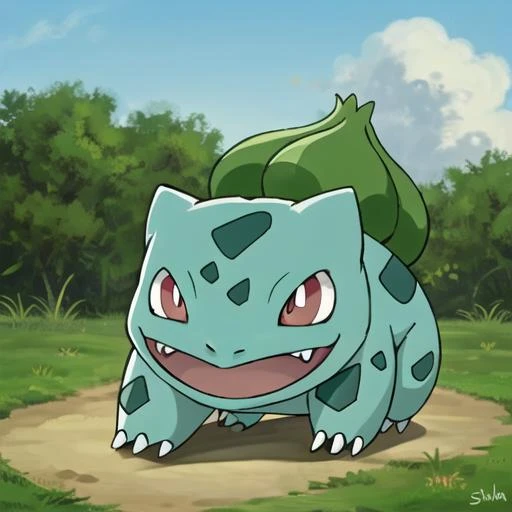 masterpiece, high quality, Bulbasaur, fangs <lora:bulbasaur:0.6>